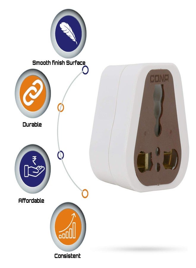 CONA محول CONA 2496 X5 ثلاثي الأطراف 6 أمبير/16 أمبير 240 فولت، أبيض، عبوة من 5 قطع | محول ثلاثي الأطراف | قابس تحويل ثلاثي الأطراف | قابس عالمي | محول سفر | مقبس ثلاثي الأطراف - Image 5